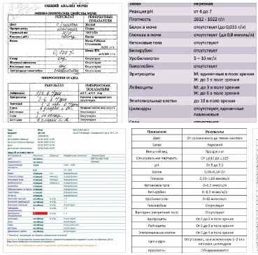 Готовые анализы мочи